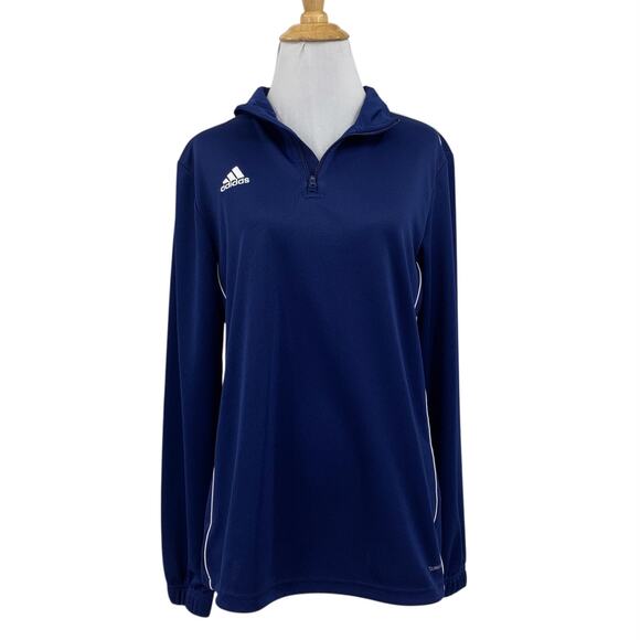 Adidas Sweatshirt Womens M Medium Royal Core 18 Climalite Soccer Half Zip Top - Picture 1 of 11